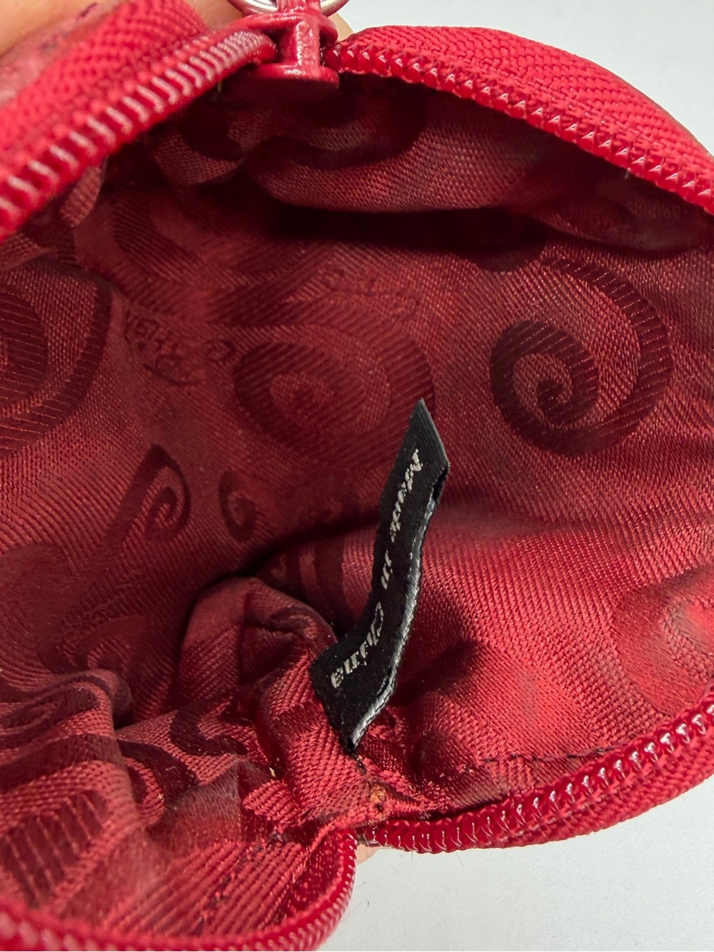 Vtg Leather Brighton Small Coin Change Purse Red Crocodile Embossed Pattern (5) - Picture 4 of 5